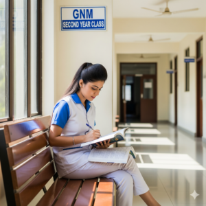Indian nursing student studying GNM 2nd year notes